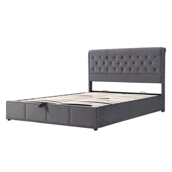 Elegant Arched Upholstered Bed – Classic Wood Finish Pakistan
