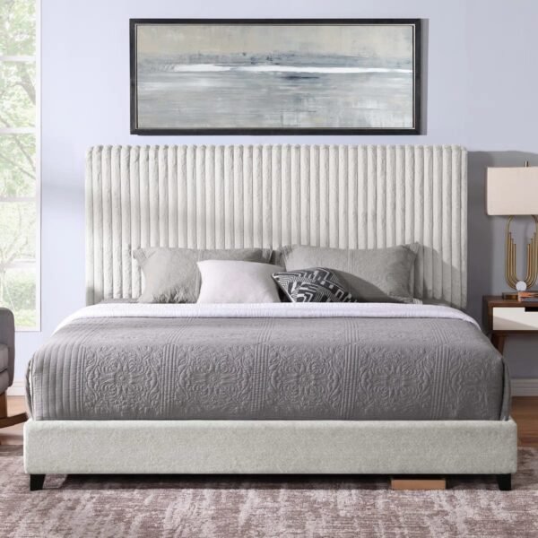 Luxe Black Velvet Tufted Platform Bed with Gold Legs – Queen Size