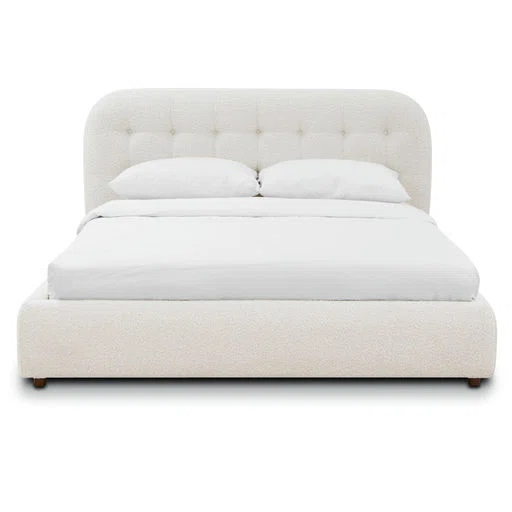 Opulent Grey Channel Tufted King Bed – Luxury Nailhead Upholstered Furniture Pakistan