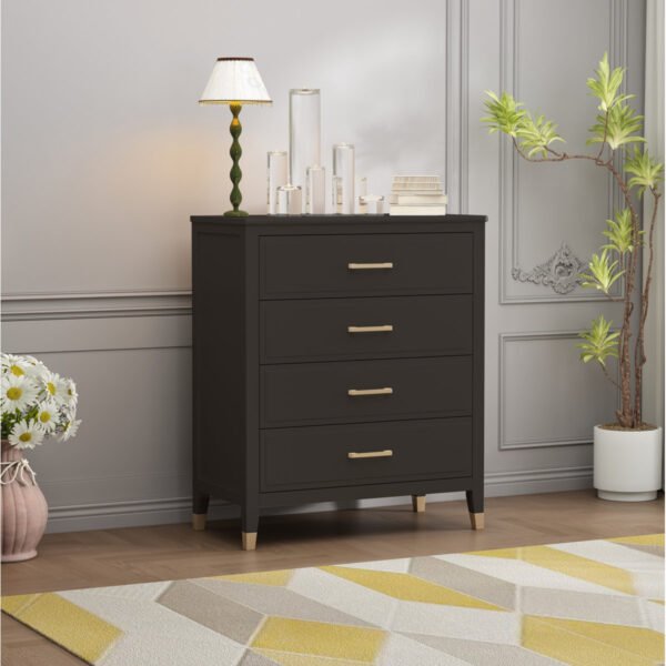 Modern Black 4-Drawer Chest of Drawers