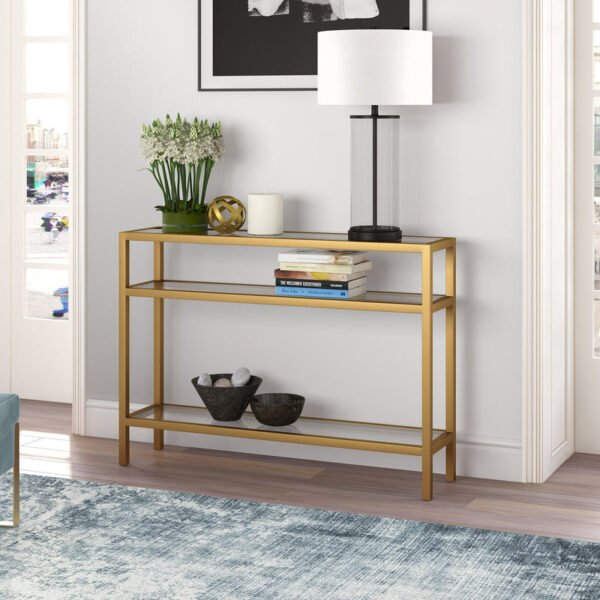 Sivil Brass & Glass Console Table