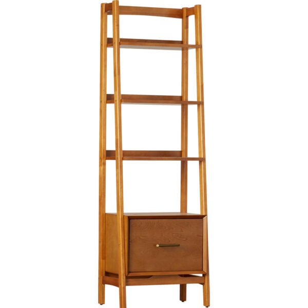 Wood display shelf with drawer