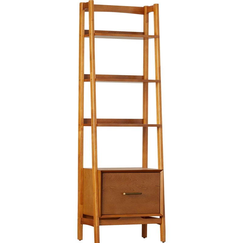 Wood display shelf with drawer