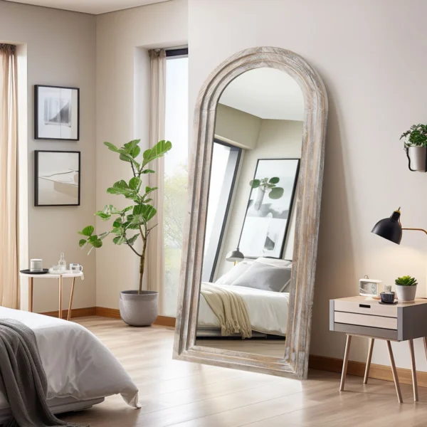 Trenika Arch Full-Length Mirror with Wood Frame – Elegant Wall Mirror Pakistan