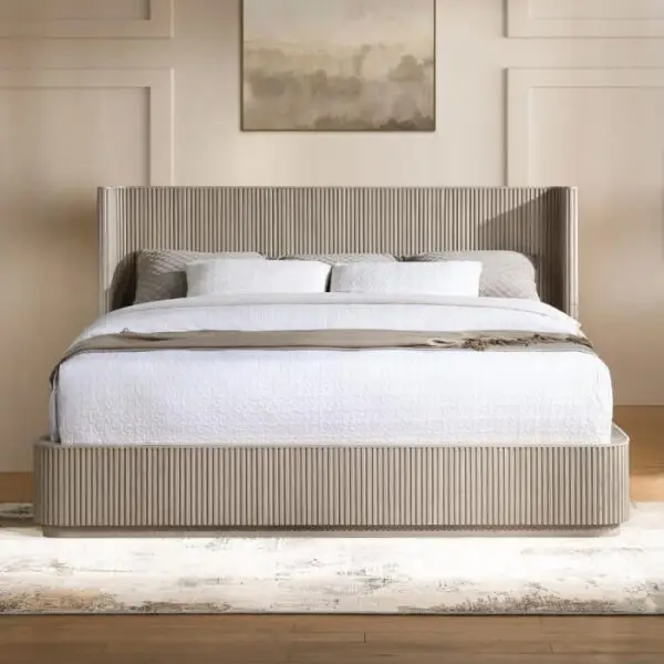 Luxury Fluted Upholstered King Size Bed