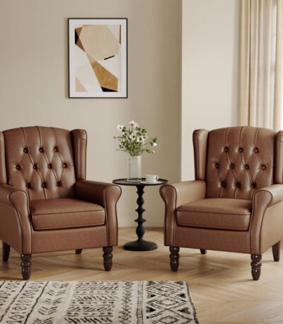 “RoyalWing Button-Tufted Accent Chair Set – Wingback Armchairs Pakistan”