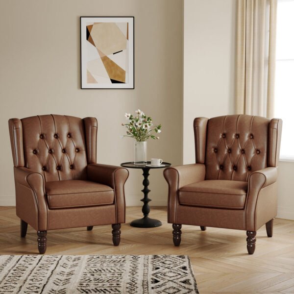 “RoyalWing Button-Tufted Accent Chair Set – Wingback Armchairs Pakistan”