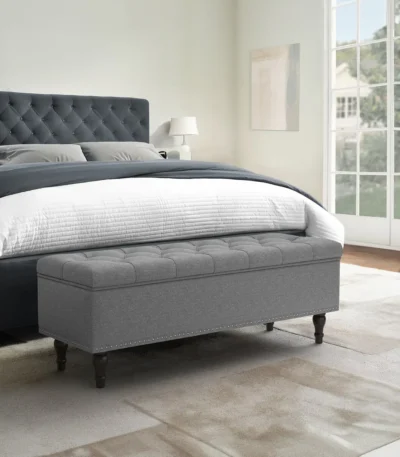 Bedroom bench with soft tufted cushion