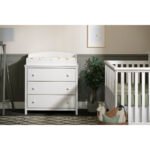 Cotton Candy Changing Table Dresser – White Baby Dresser with Drawers by PakUnique