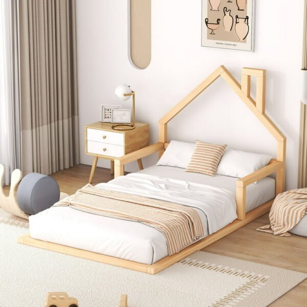 PakUnique Euroco Toddler House Bed – Natural Wooden Floor Bed in Pakistan