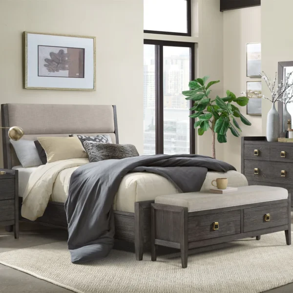 Upholstered storage bench for bedroom